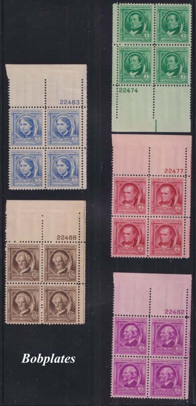 Bobplates #859-93 Famous American Set Plate Blocks F-VF MNH SCV=$245.7