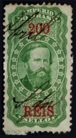 1869 Empire of Brazil Revenue 200 Reis General Stamp Duty Used