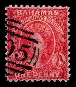 BAHAMAS USED #5 EARLY DEFINITIVE OF 1861- UNWATERMARKED VF- CV$225.00 (ESP#2911)