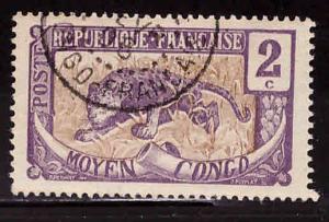 Moyen Middle Congo Scott 2 Used stamp 1907