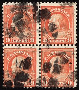 #432 6c Salmon Red 1914 Rare Used Block of 4