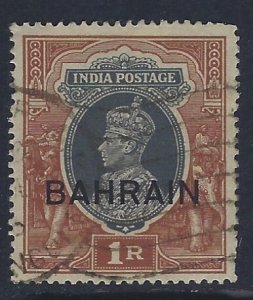 Bahrain, Scott #32; Overprinted 1r King George VI, Used