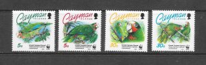 BIRDS - CAYMAN ISLANDS #668-71  WWF CAYMAN PARROT  MNH