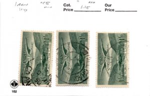Ireland, Postage Stamp, #C5 (3 Ea) Used, 1949 Airmail (AF)