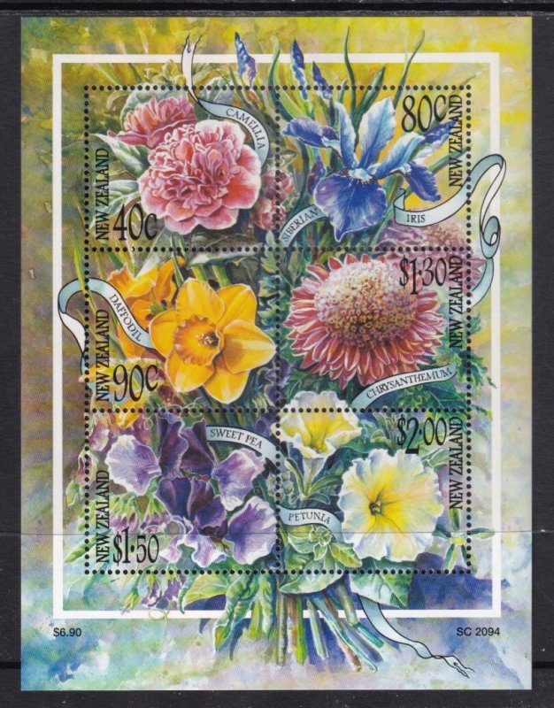 New Zealand 1707a Flowers Souvenir Sheet MNH VF