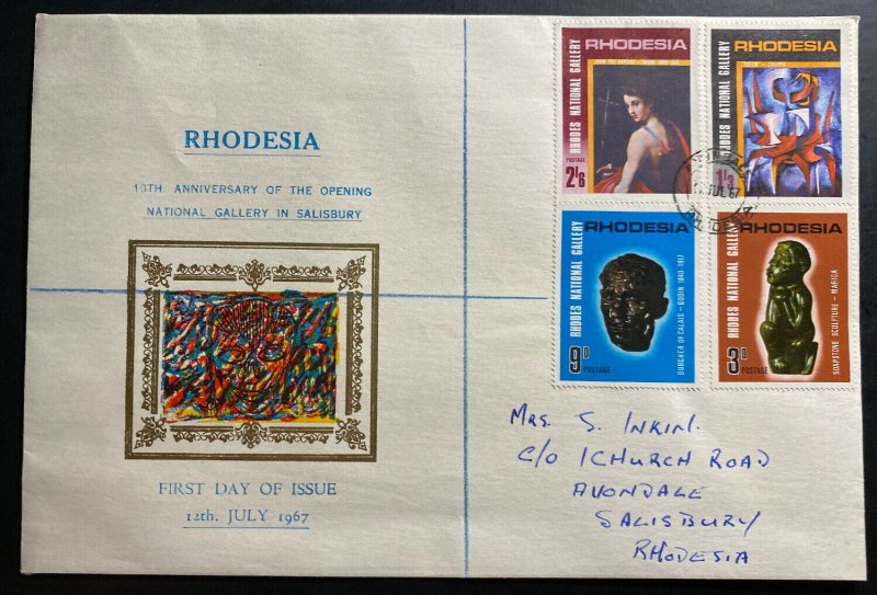 1967 Salisbury Southern Rhodesia First Day Cover FDC National Gallery Local 