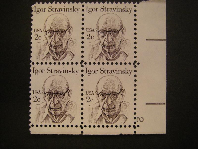 Scott 1845, 2c Igor Stravinsky, PB4 #2 LR, MNH Great American Beauty