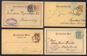 AUSTRIA 1800-90's FOUR TOWN POSTAL CARDS LINZ, EBER, WIEN, KAROLINENTHAL