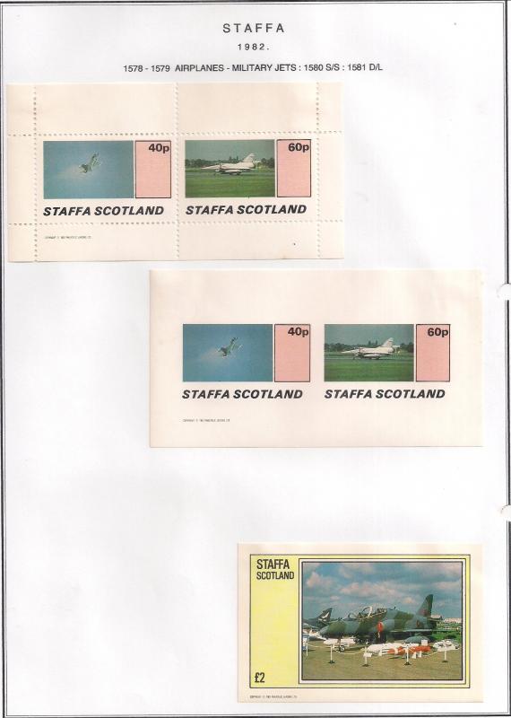 SCOTLAND - STAFFA - 1982 - Military Jets - Perf. Imperf 2v, D/L Sheets -MLH