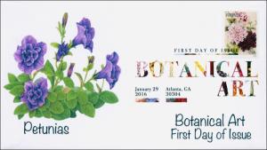 2016, Botanical Art, FDC, Digital Color Postmark, Petunias, 16-022