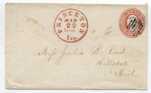 1861 Princeton IL U0 nesbitt envelope red year dated CDS, black cancel [h.4620]