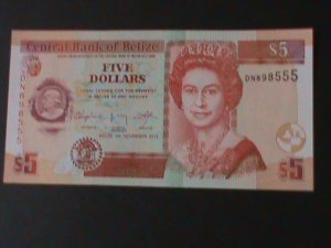 BELIZE-2011-CENTRAL BANK $5 DOLLAR.UNCIRULATED NOTE-VF WE SHIP TO WORLDWIDE