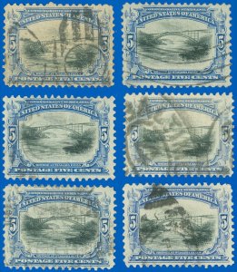 US SCOTT #297 (x6) Pan-American Issue, Used-F/VF, Sound Stamps! SCV $102.00 (SK)