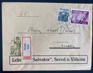 1945 Sered Slovakia Registered Commercial Cover