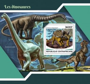 Central Africa - 2017 Dinosaurs - Stamp Souvenir Sheet - CA17713b