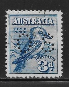 Australia 95 1928 Kookaburra Perfin OS single Used