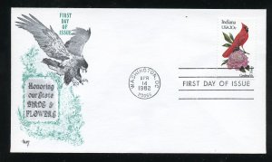 US 1966 Indiana Cardinal Peony UA Marg cachet FDC 