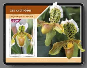 Niger - 2021 Venus Slipper Orchid Flower - Stamp Souvenir Sheet - NIG210104b