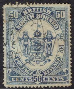 NORTH BORNEO 1888 ARMS 50C USED