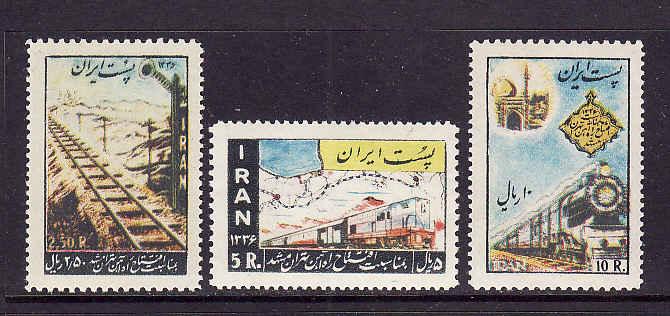 Trains-Iran-Sc#1074-6-unused NH set-Railways-1957-gum has so