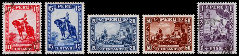 Peru Scott 319-323 (1934-35) Mint/Used H VF Complete Set