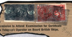 GB SHIP TELEGRAPHS Piece High Values Seahorses 10s Scarce Usage c1928 9.16