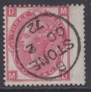 SG 103 3d rose plate 8. Very fine used with a Stone Oct 2nd 1872 CDS cancel 