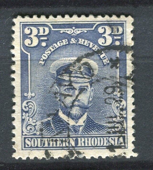 RHODESIA; 1913-22 early GV Admiral issue used Shade of 3d. value