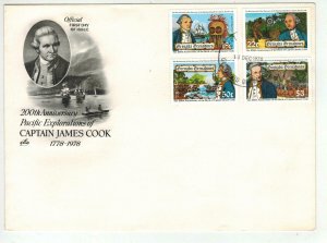 CAPTAIN COOK SOUVENIR SHEET FDC 1978 200th Anniv PACIFIC EXPLORATIONS Artcraft