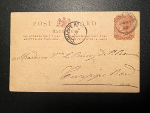 1894 British Mauritius Postcard Cover to Curepipe Road