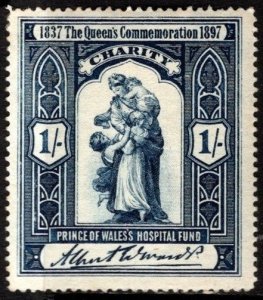 1897 Great Britain Poster Stamp 1 Shilling Prince of Wales's Hospital Fund