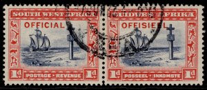 SOUTH WEST AFRICA GV SG O14, 1d indigo & scarlet, FINE USED. Cat £20.