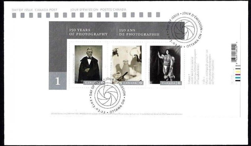 Canada scott 2626 150 YEARS of PHOTOGRAPHY Brand New 2013 Unaddressed