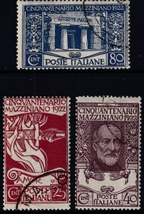 Sc# 140 / 142 Italy 1922 Mazzini patriot & writer used/CTO set CV $122.00 Stk #3