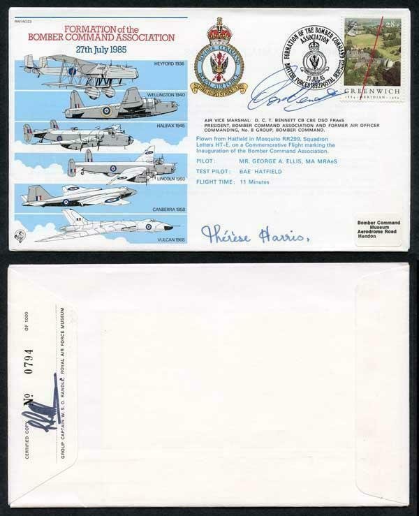 AC23c Formation Bomber Command Association Signed by Lady Harris and T. Bennet