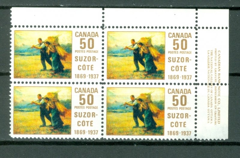 CANADA 1969 SUZOR COTE #492 UR CORNER BLK MNH...$25.00