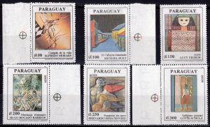 Paraguay 1991 Sc#2381/2386 PAINTINGS/NATIVE GUARANI/COMPASS OF LIVE Set (6) MNH