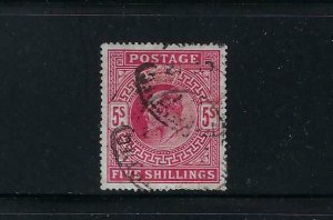 GREAT BRITAIN SCOTT #140 1902-1911 EDWARD VII 5 SHILLING (CARMINE ROSE)- USED