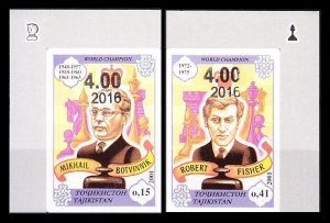 2016 Tajikistan  740b-741b Overprints  World Chess Champions (edition 336) 50€