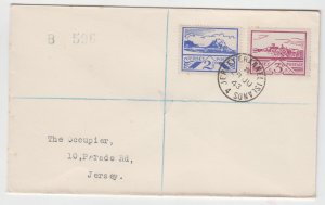 1943 Jersey 2½d & 3d Pictorial, on registered FDC with provisional reg, No 596