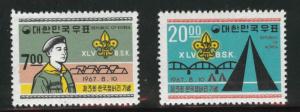 Korea Scott 580-581MNH** 1967 scout set CV $ 6