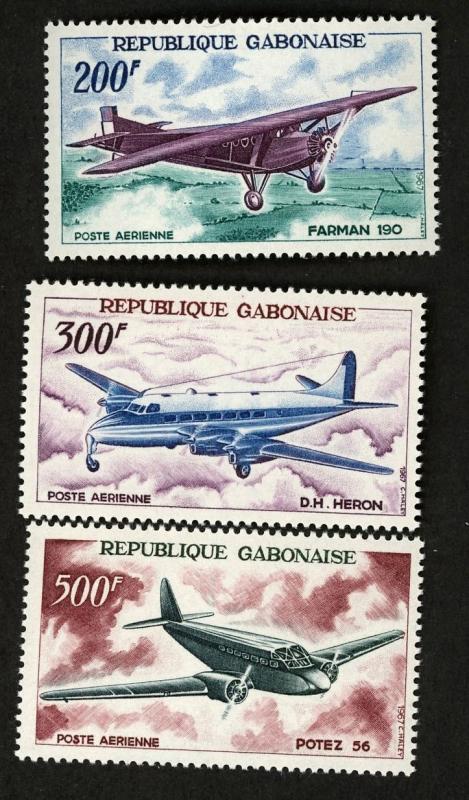 GABON Airmail # C50-52 1967 AIRPLANES  MNH