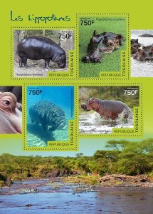 TOGO - 2014 - Hippopotamus - Perf 4v Sheet - Mint Never Hinged