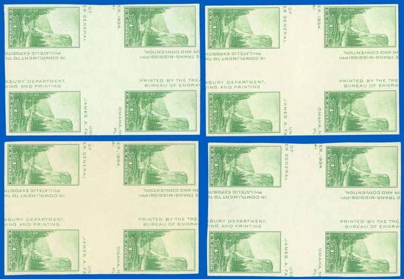 Scott #769a YOSEMITE NAT'L PARK ISSUES (x4) Gutter Blocks/4 SCV $60.00! (SK)