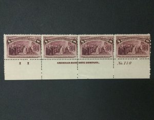 MOMEN: US #236 PLATE IMPRINT STRIP MINT OG NH #30693