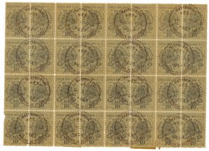 HONDURAS 1898 10c Black Documentary Revenue BLOCK OF 32 MNH