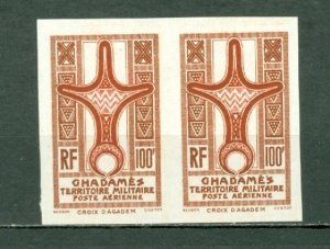 LIBYA-GHADAMES 1949 OCCUPATION  RARE 100F IMPERF. PAIR MNH