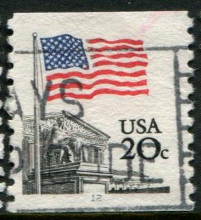 1895 US 20c Flag over Supreme Court coil, used PNS #12