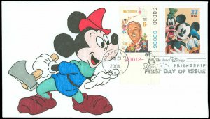 6/23/04 Anaheim CA Cds, Hand Painted / Colored Disney's MICKEY MOUSE, #3865 FDC!