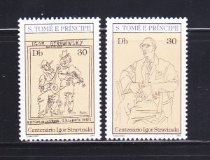 St Thomas and Prince Islands 660a-660b Set MNH Art, Picasso Caricatures (A)